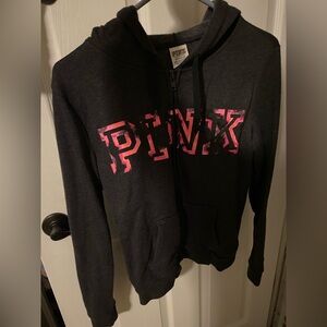Pink Victoria’s Secret logo zip up hoodie